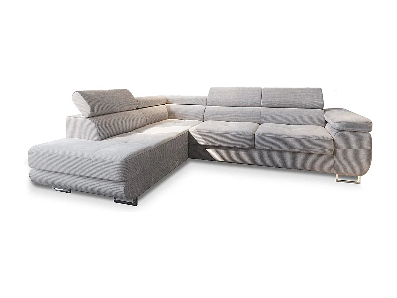 Canapé d'angle APIRO Crème en velours côtelé avec fonction de couchage