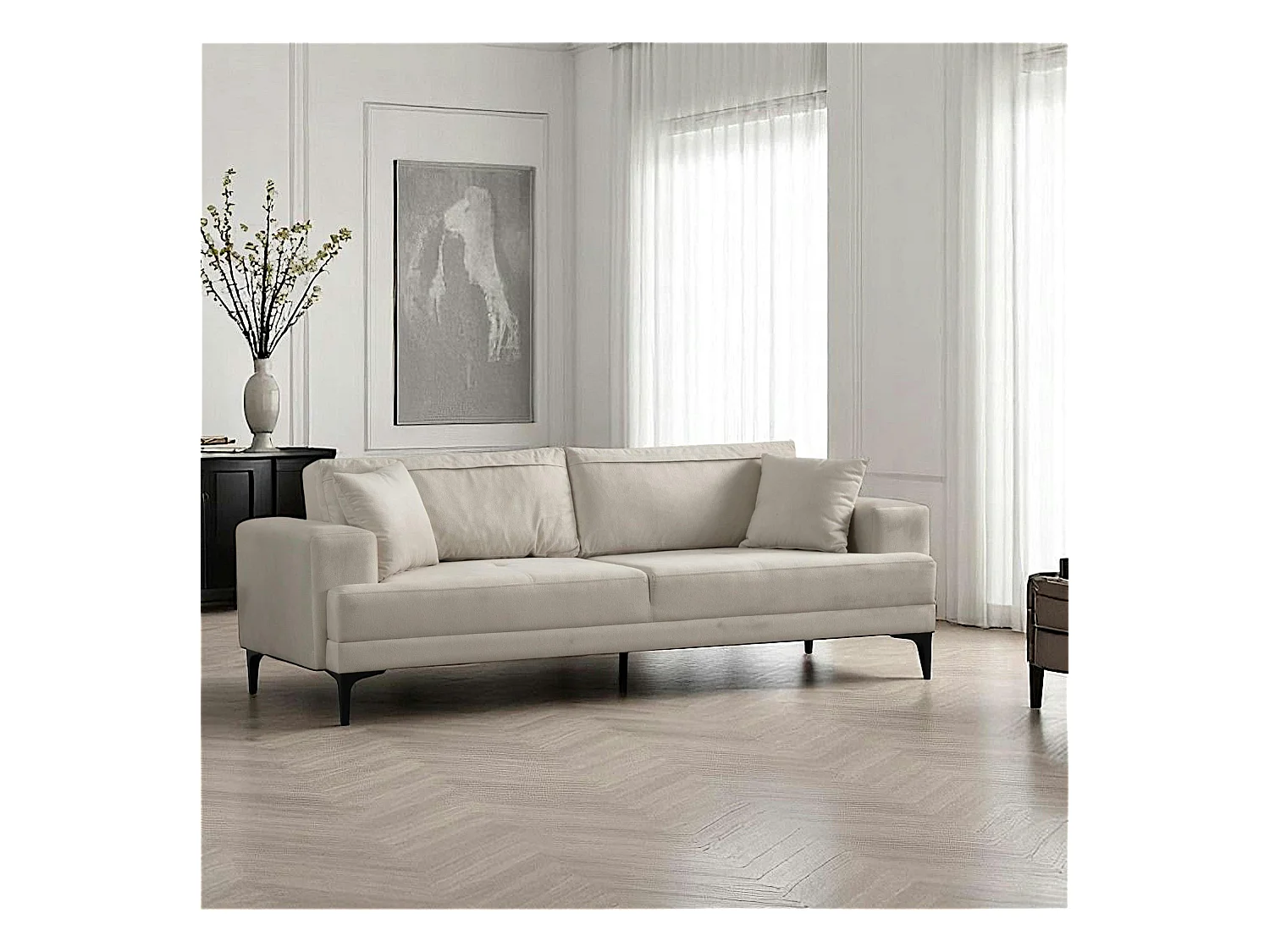 Canapé 3 places écru avec couchage d’appoint JACA