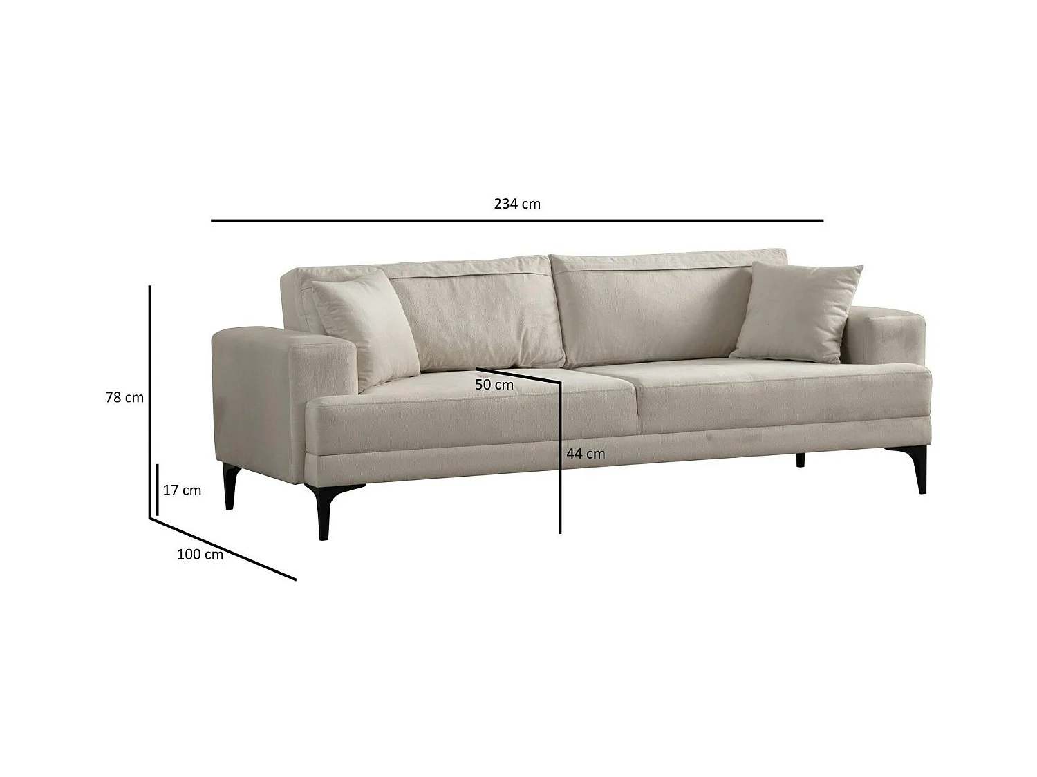 Canapé 3 places écru avec couchage d’appoint JACA