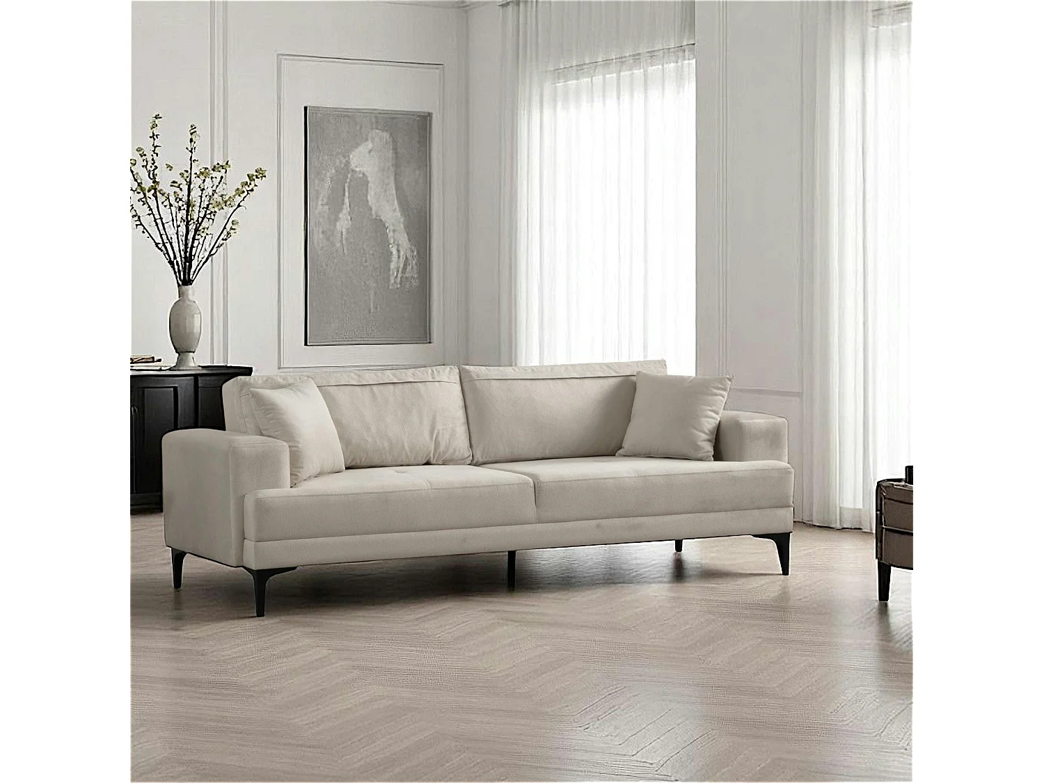 Canapé 3 places écru avec couchage d’appoint JACA