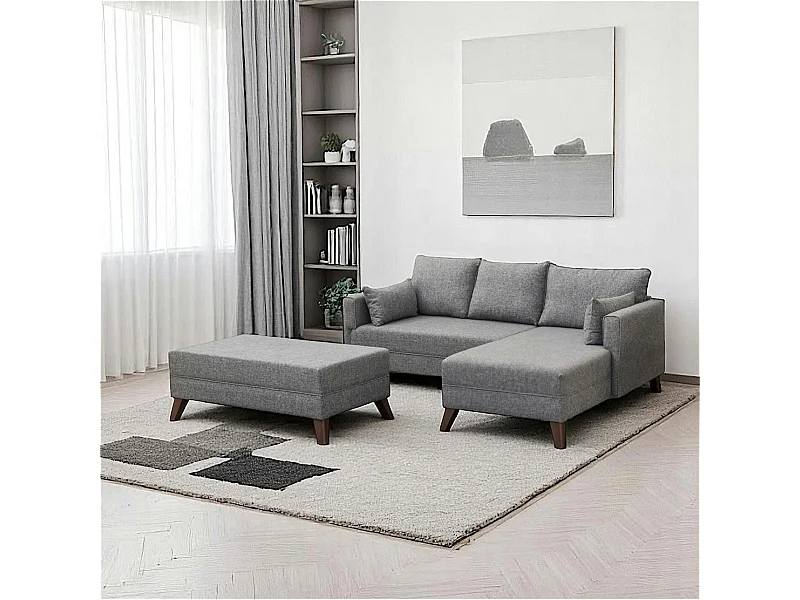 Canapé d’angle convertible gris - côté droit SPLIT