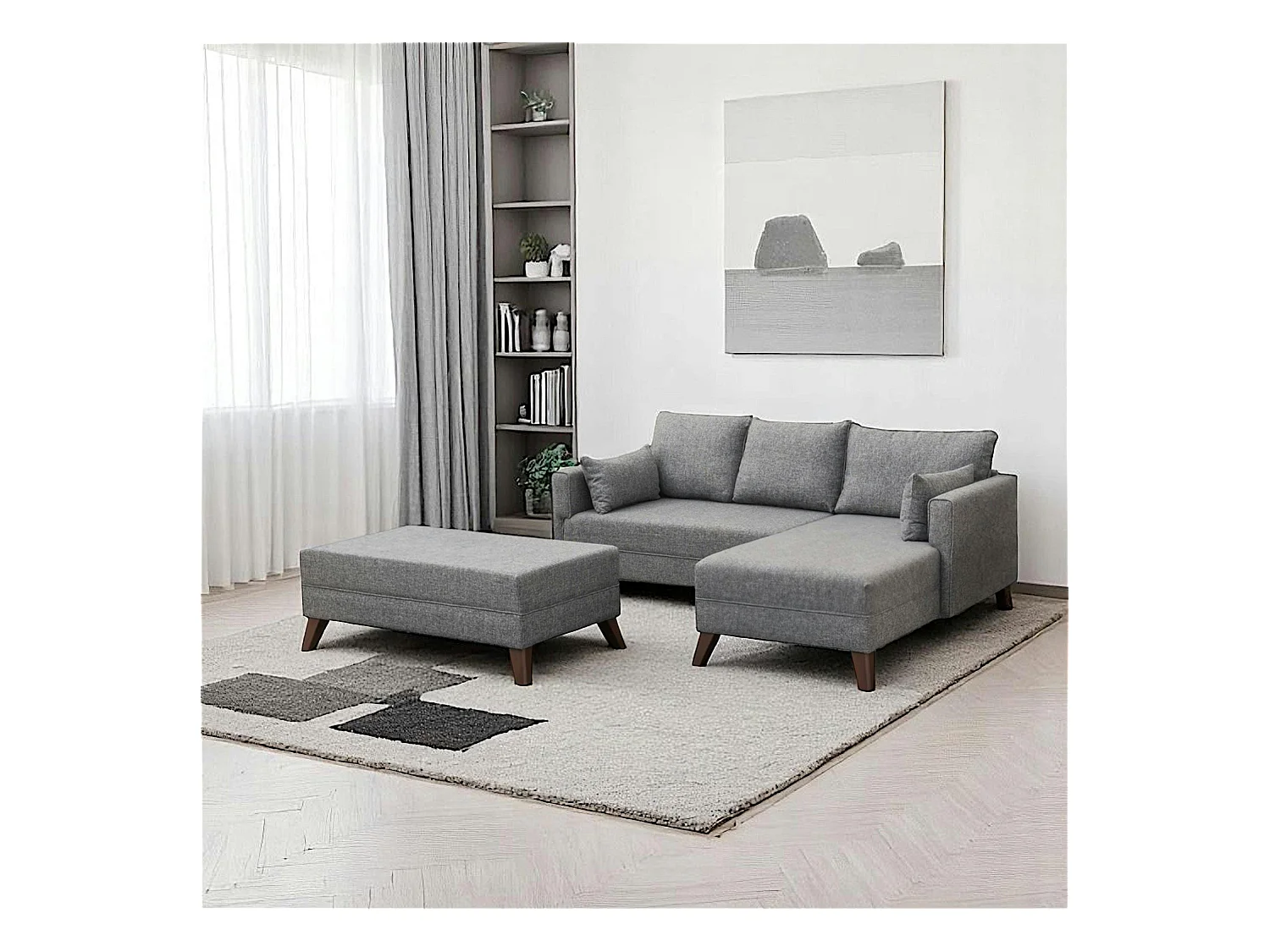 Canapé d’angle convertible gris - côté droit SPLIT