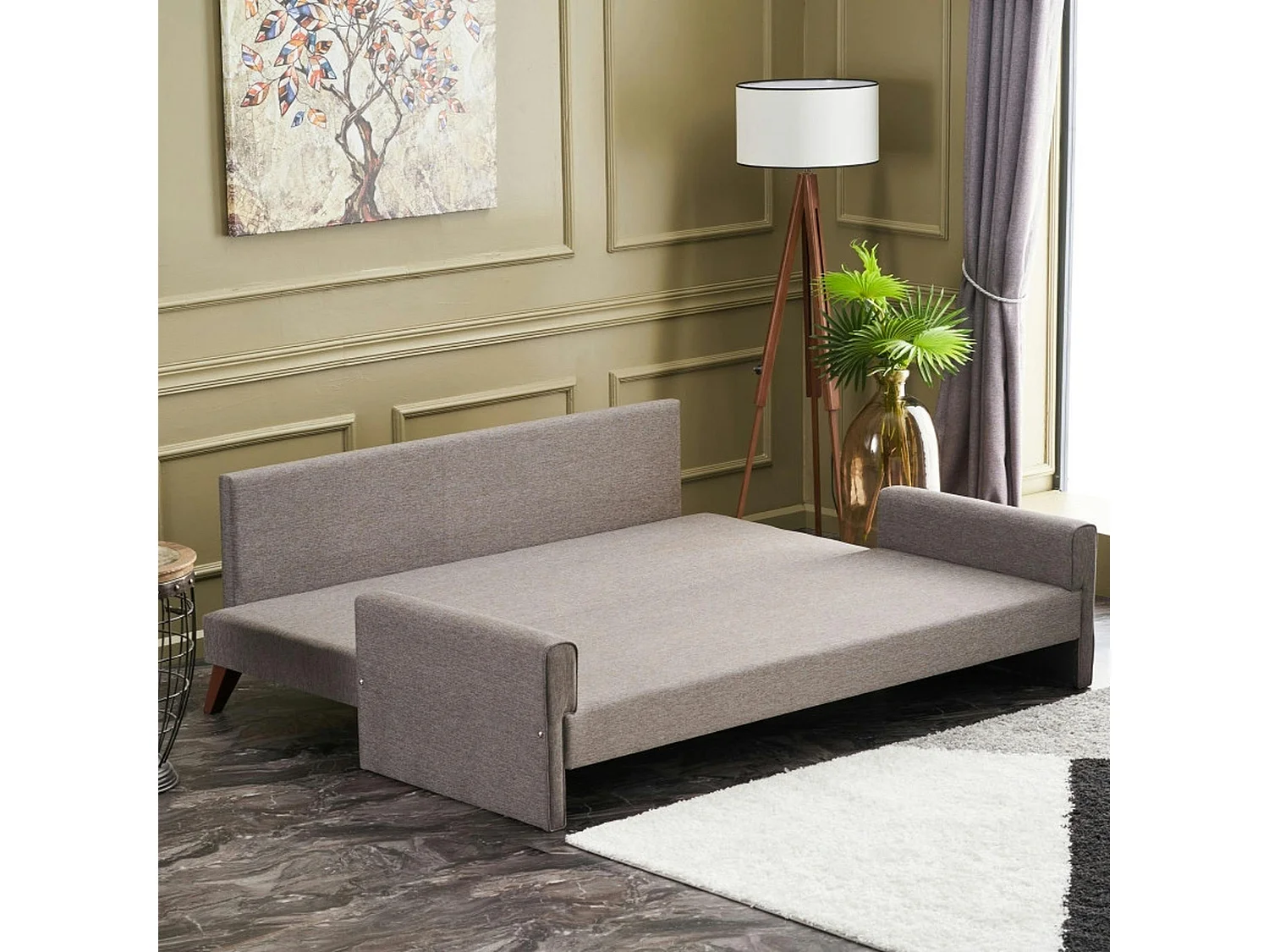 Canapé-lit taupe - dos droit SPLIT