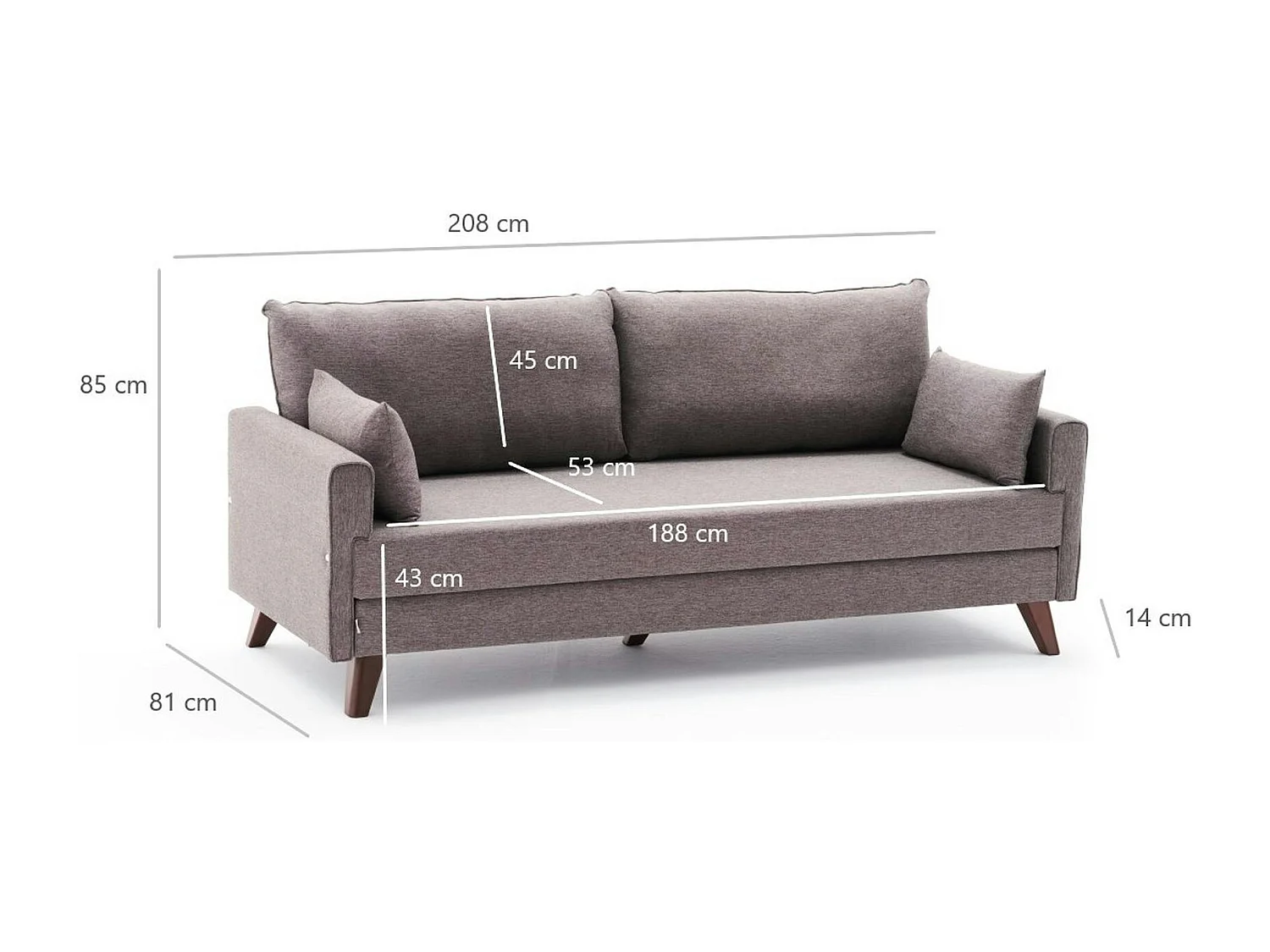 Canapé-lit taupe - dos droit SPLIT