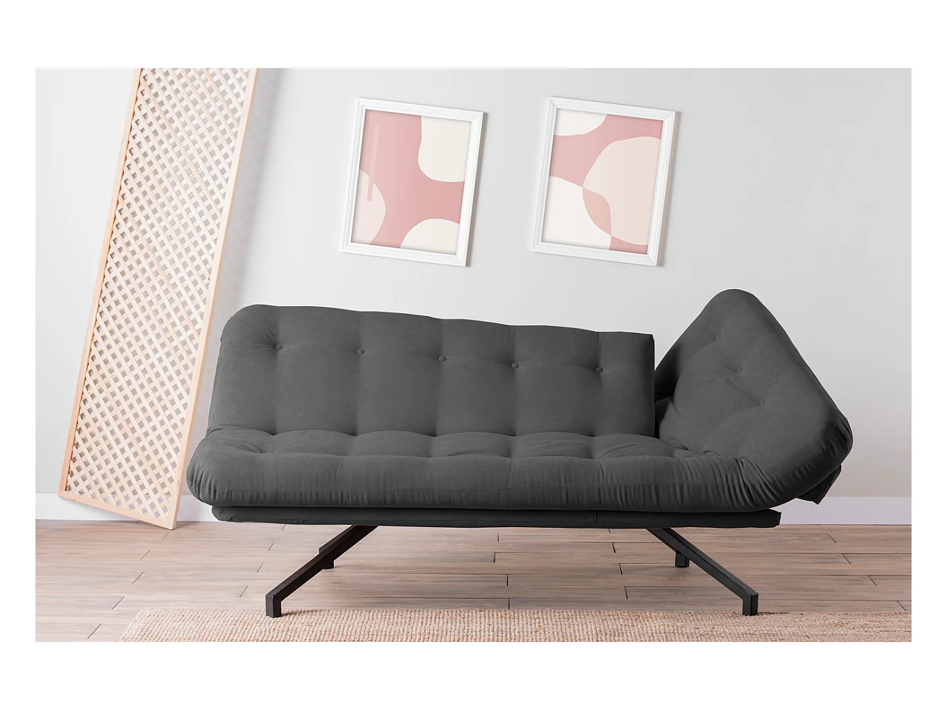 Chaiselongue Coxy/Tissu-Vellours/Anthracite