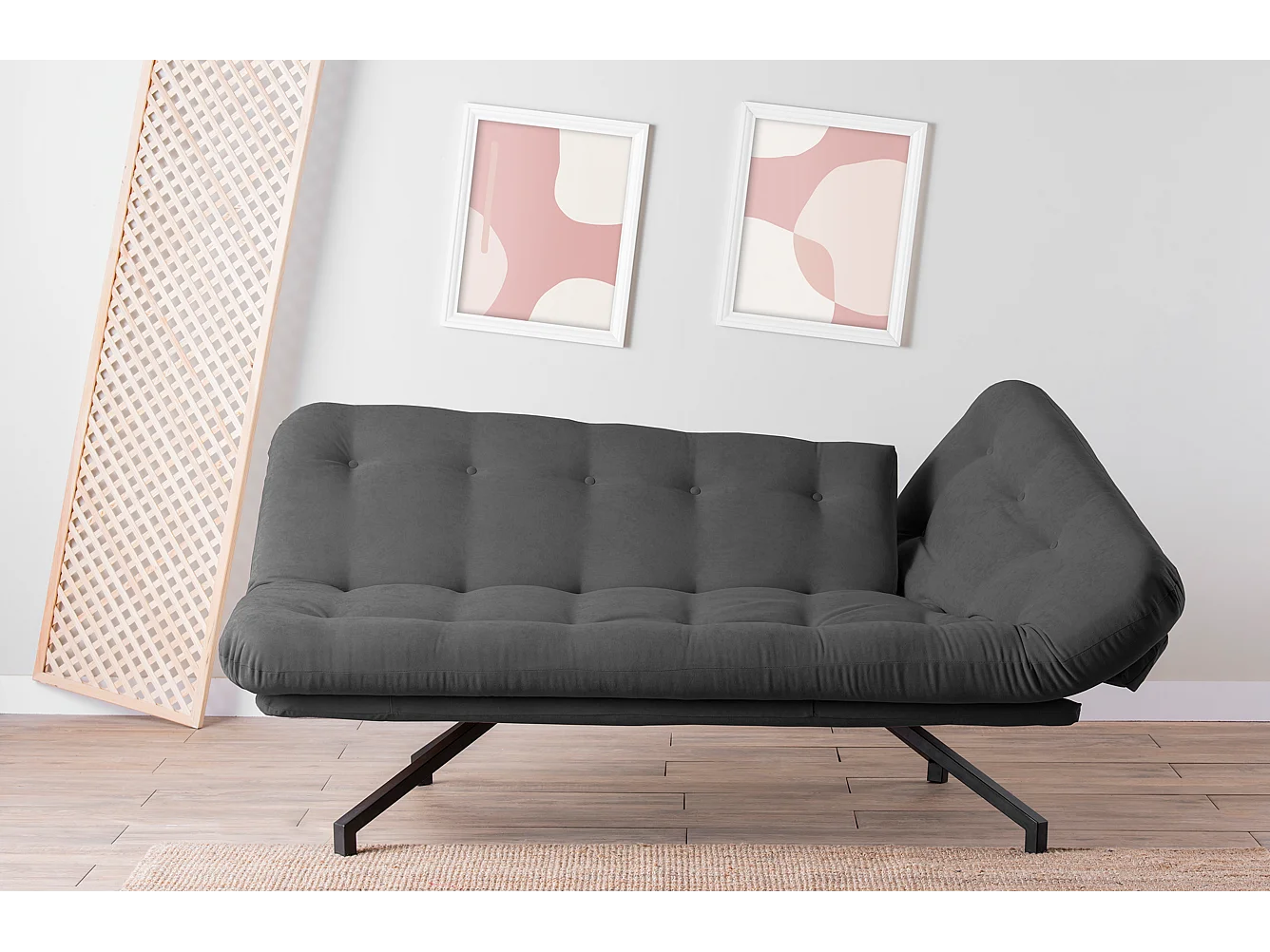 Chaiselongue Coxy/Tissu-Vellours/Anthracite