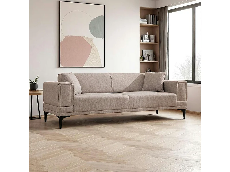 Canapé 3 places beige - lit d'appoint, look épuré LUCCA