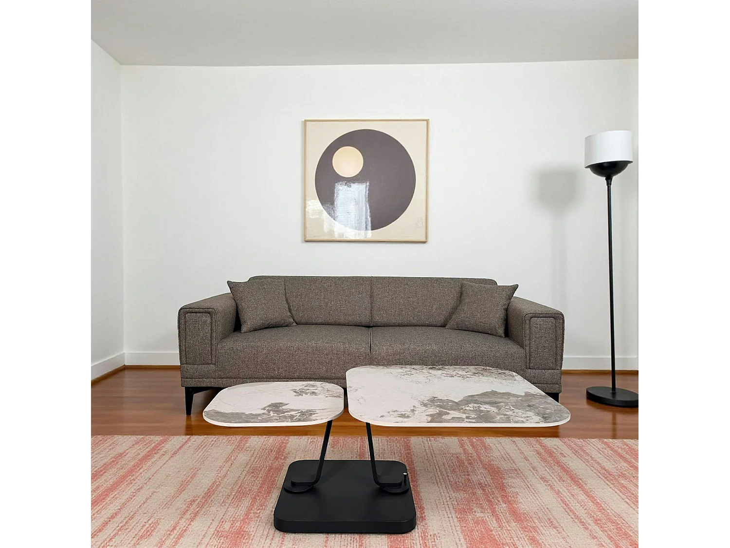 Canapé 3 places beige - lit d'appoint, look épuré LUCCA