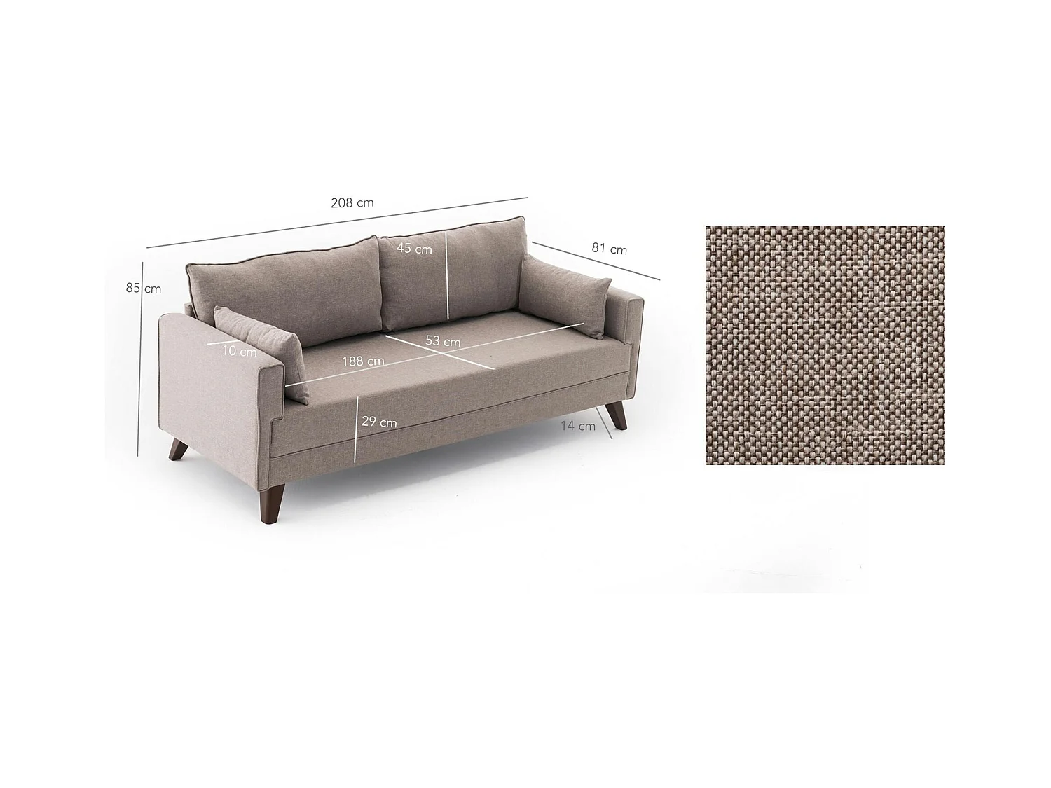 Canapé-lit cappuccino - dos droit SPLIT