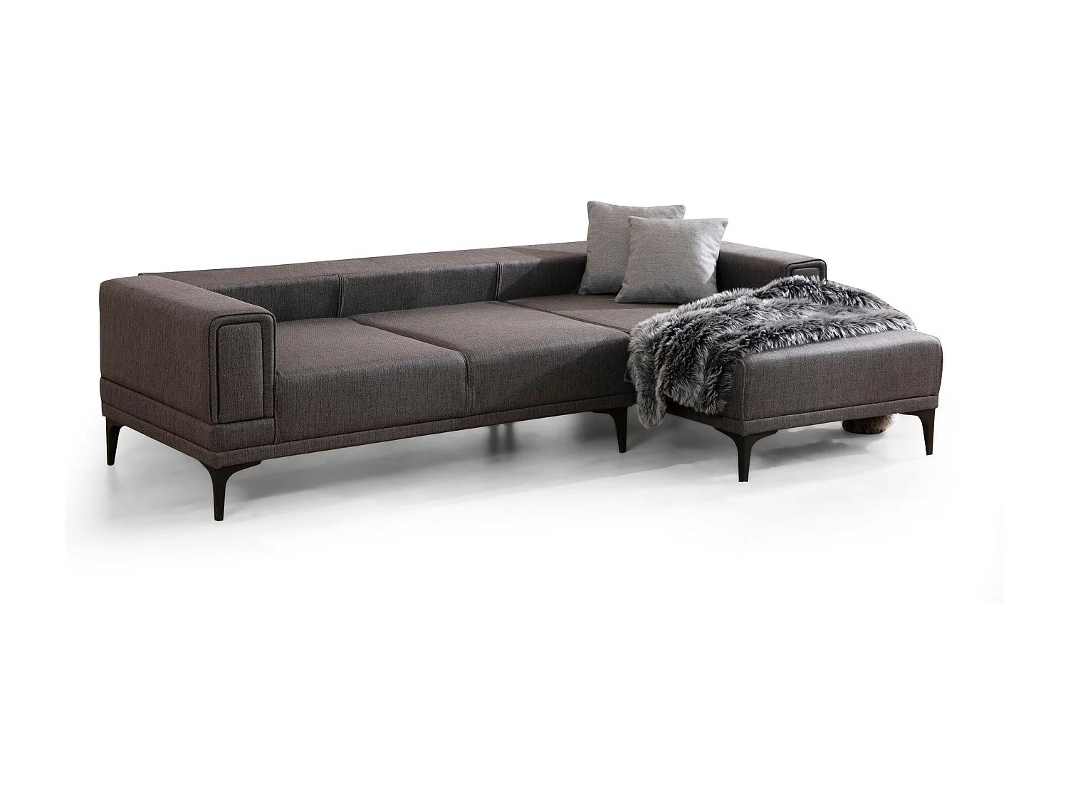 Canapé d'angle anthracite - lit d'appoint, côté droit LUCCA