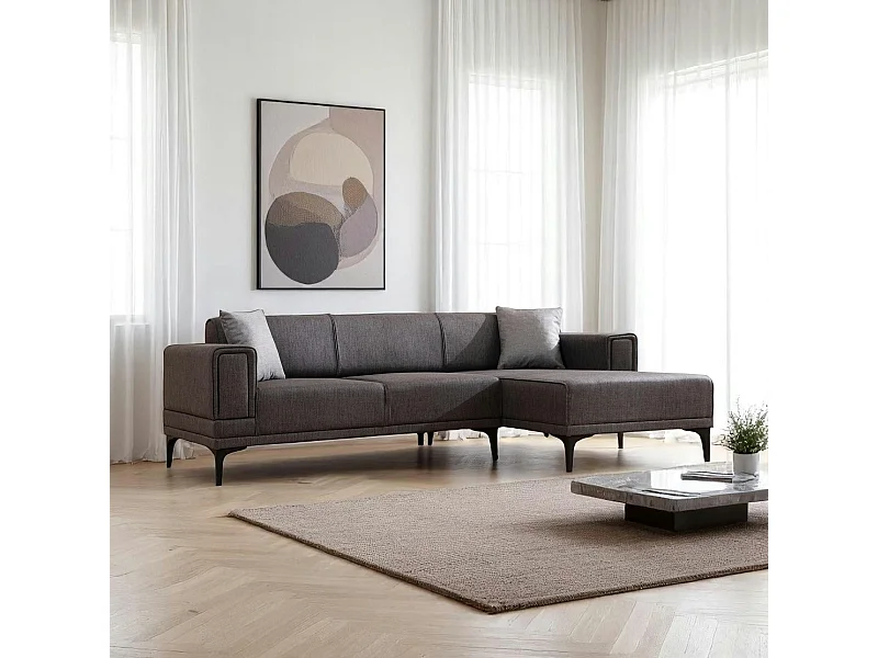 Canapé d'angle anthracite - lit d'appoint, côté droit LUCCA