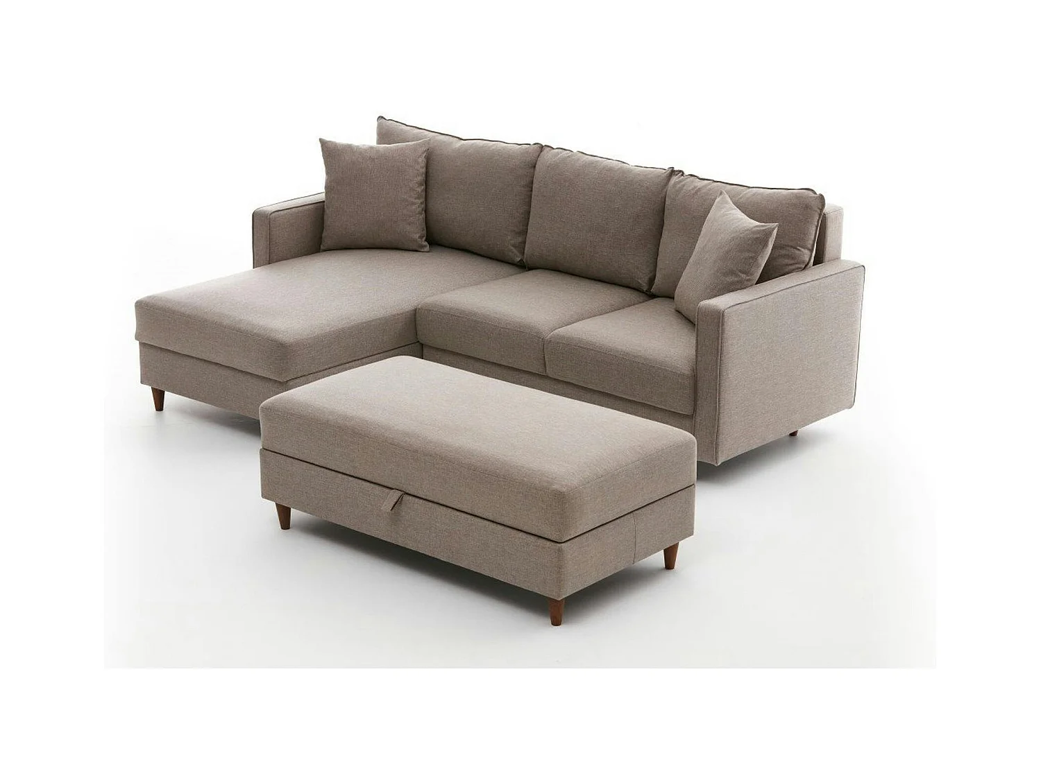 Canapé d'angle convertible beige - côté gauche COMO