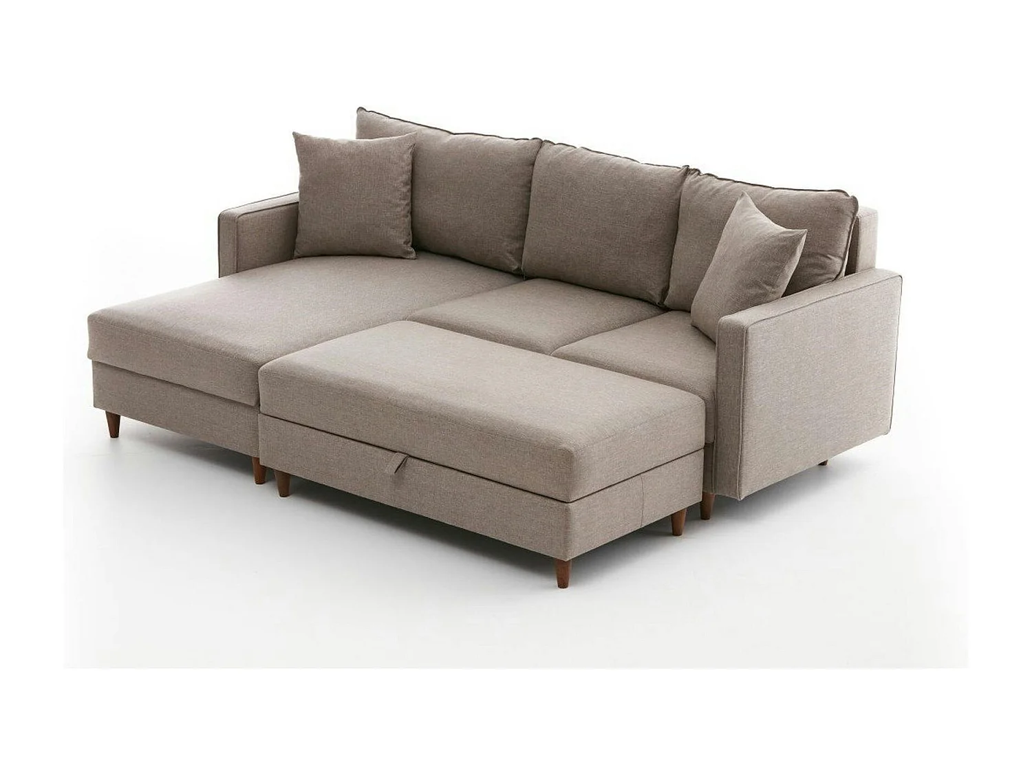 Canapé d'angle convertible beige - côté gauche COMO