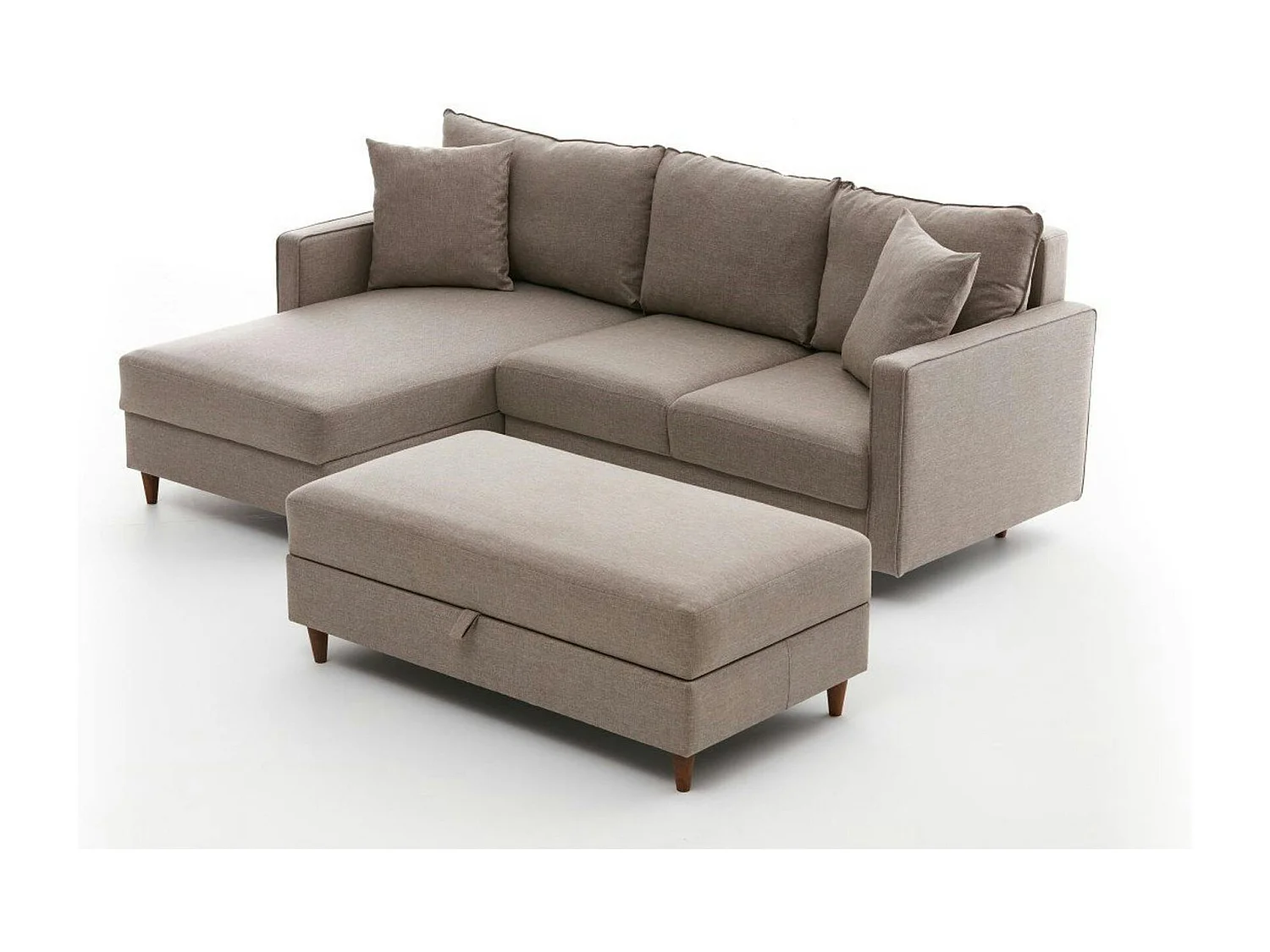 Canapé d'angle convertible beige - côté gauche COMO