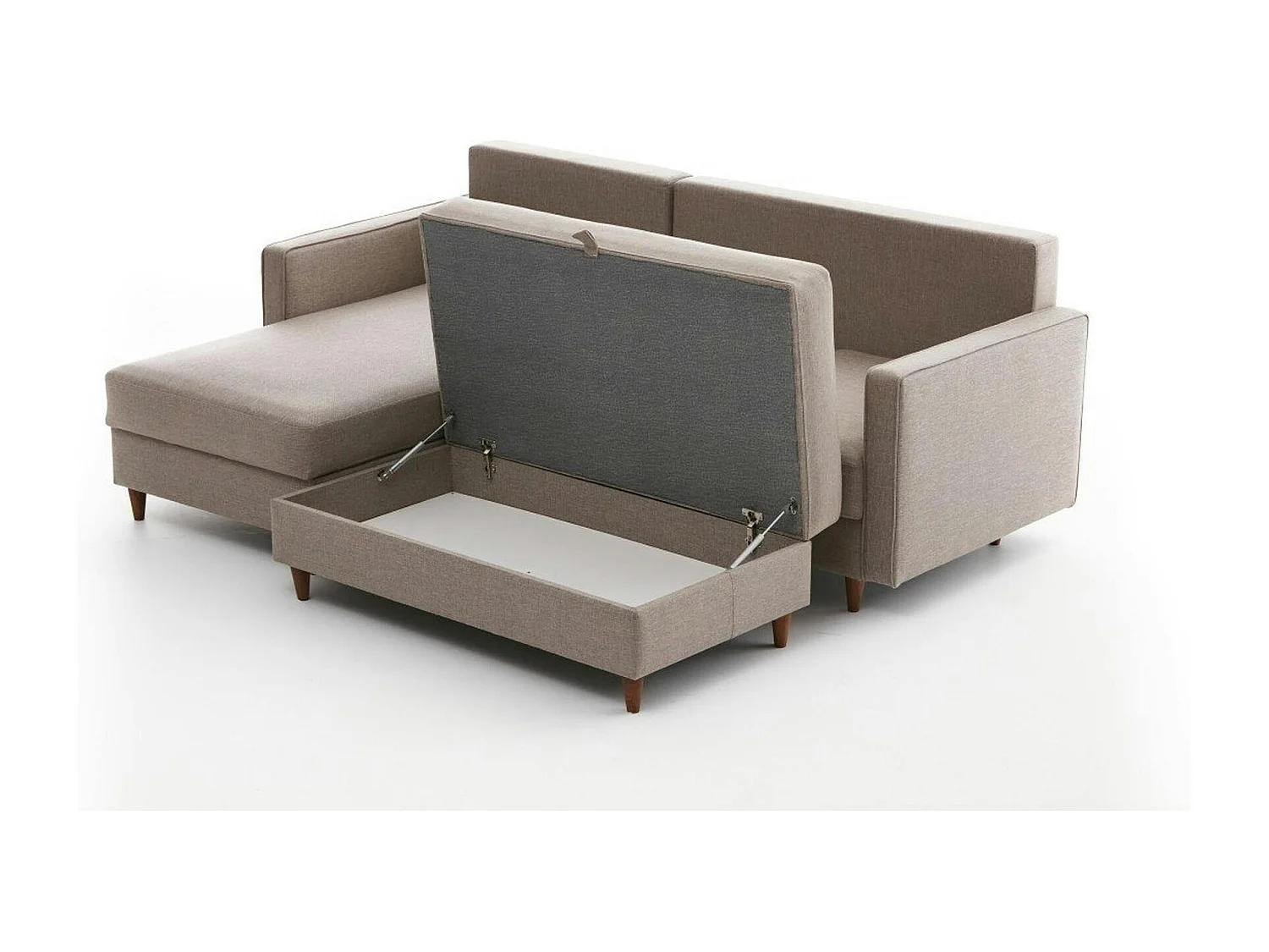 Canapé d'angle convertible beige - côté gauche COMO