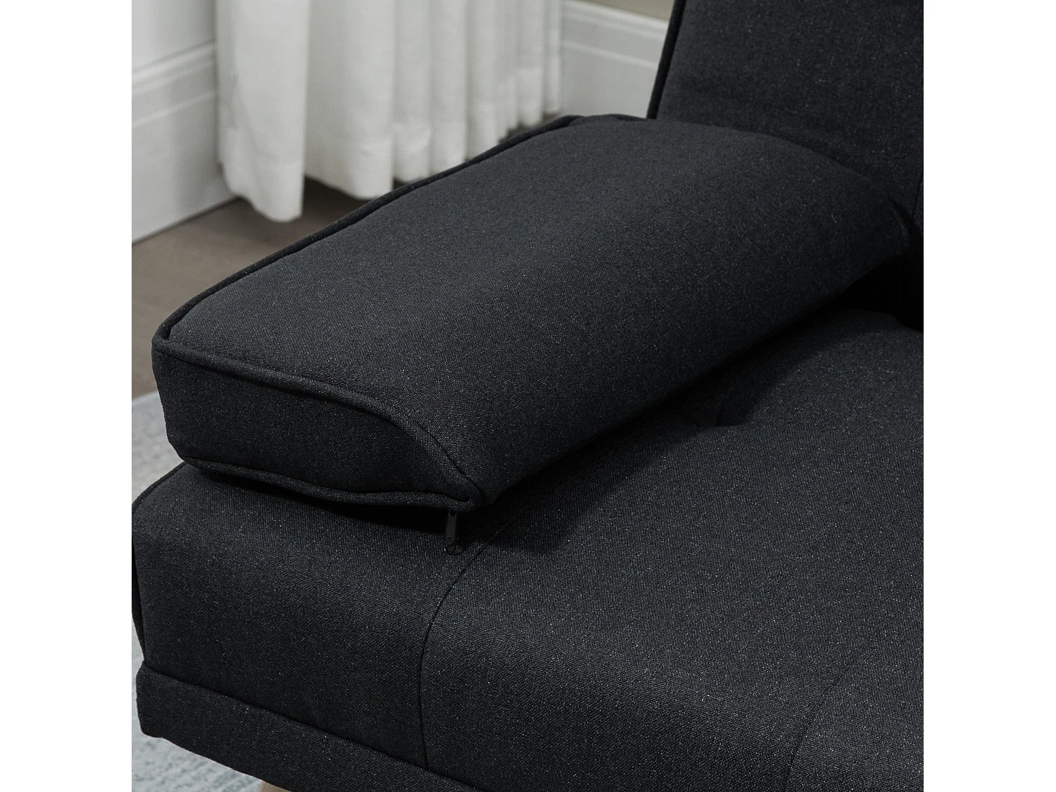 Canapé droit 3 places convertible Clic-clac à 3 positions, noir - 181x77x78cm