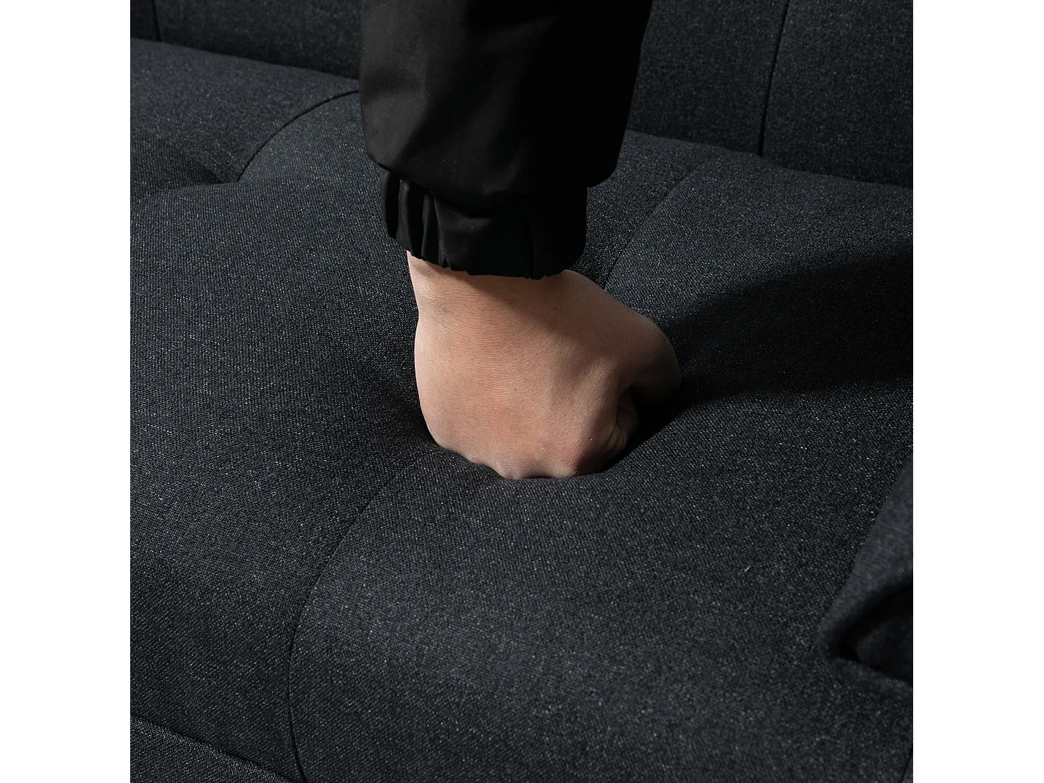 Canapé droit 3 places convertible Clic-clac à 3 positions, noir - 181x77x78cm