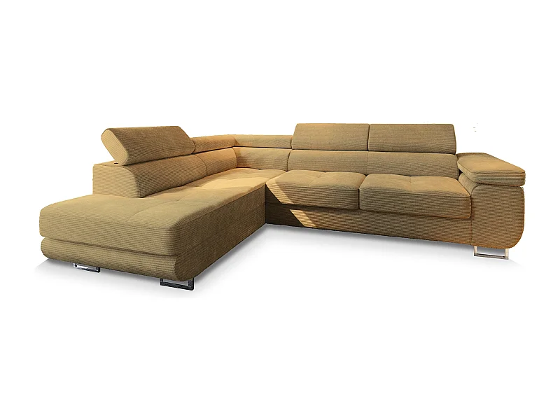 Canapé d'angle APIRO Jaune en velours côtelé avec fonction de couchage