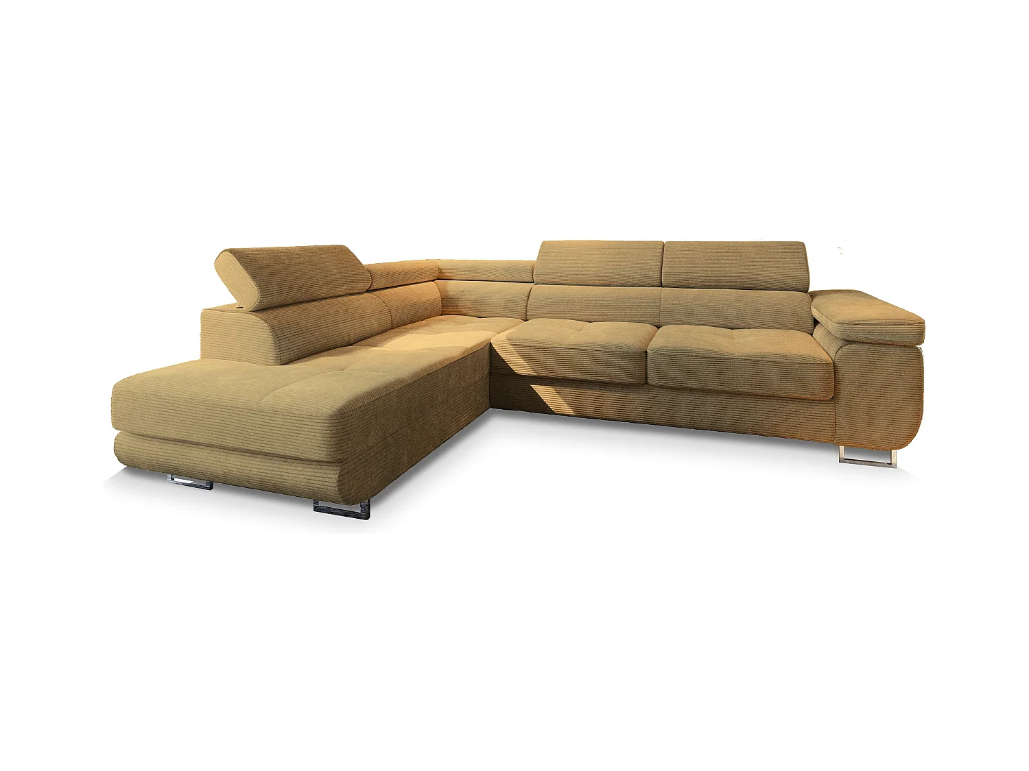 Canapé d'angle APIRO Jaune en velours côtelé avec fonction de couchage
