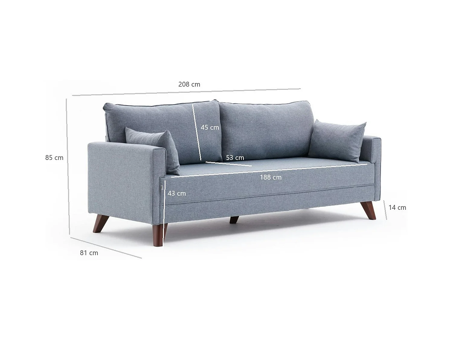 Canapé-lit bleu gris - dos droit SPLIT