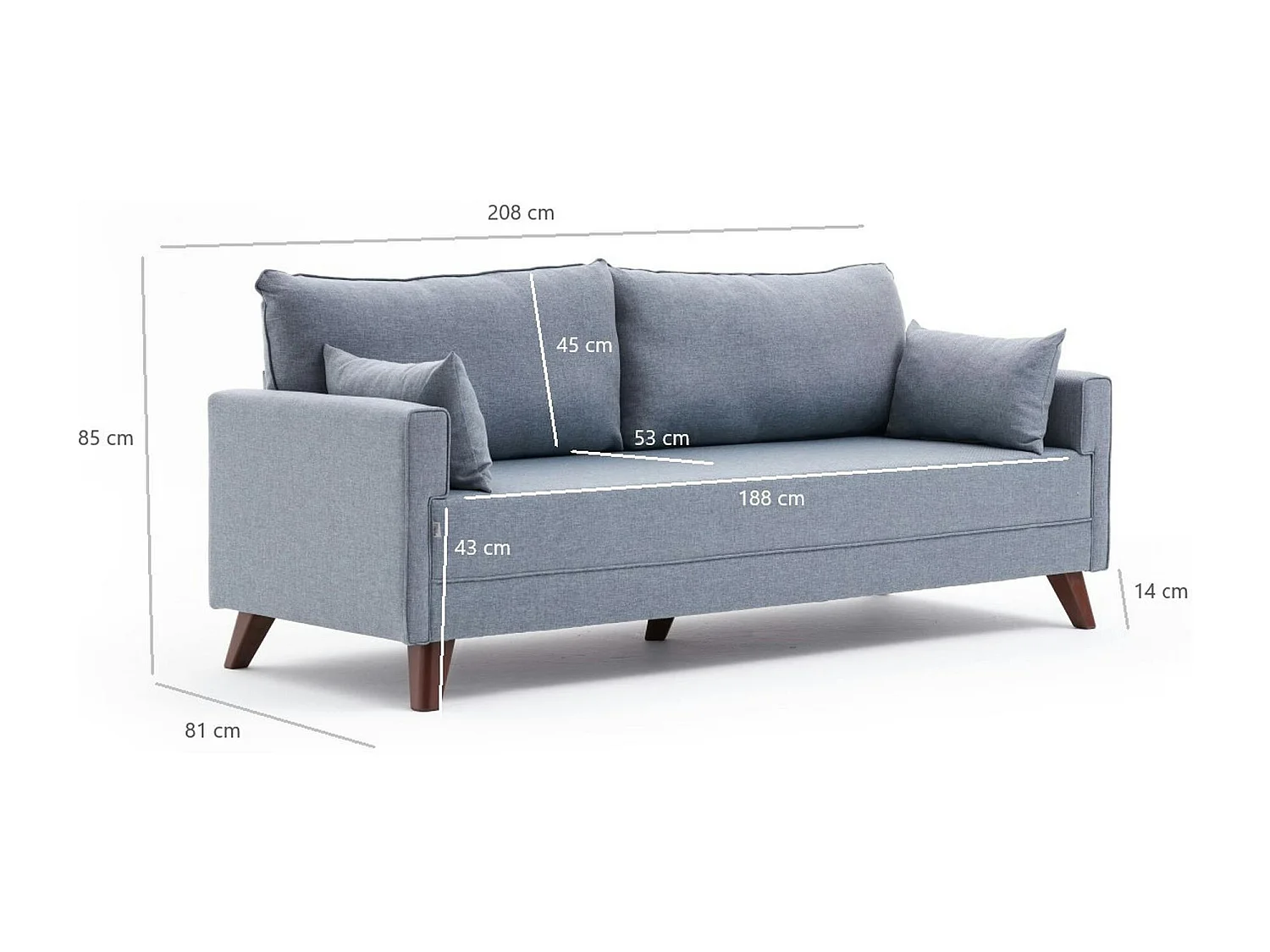 Canapé-lit bleu gris - dos droit SPLIT