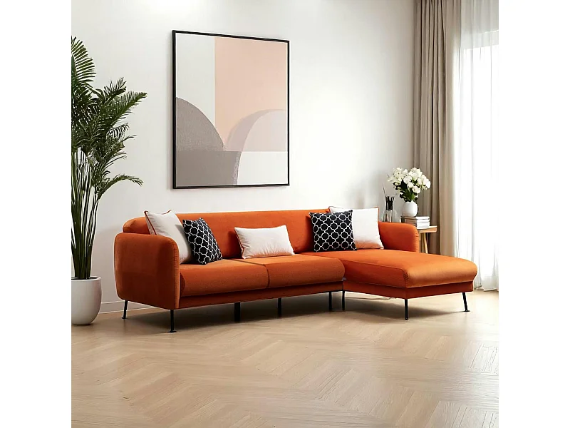 Canapé d'angle orange - lit d'appoint, côté droit PAIMPOL