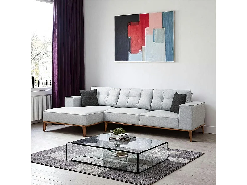 Canapé d'angle gris - lit d'appoint, côté gauche LUCCA