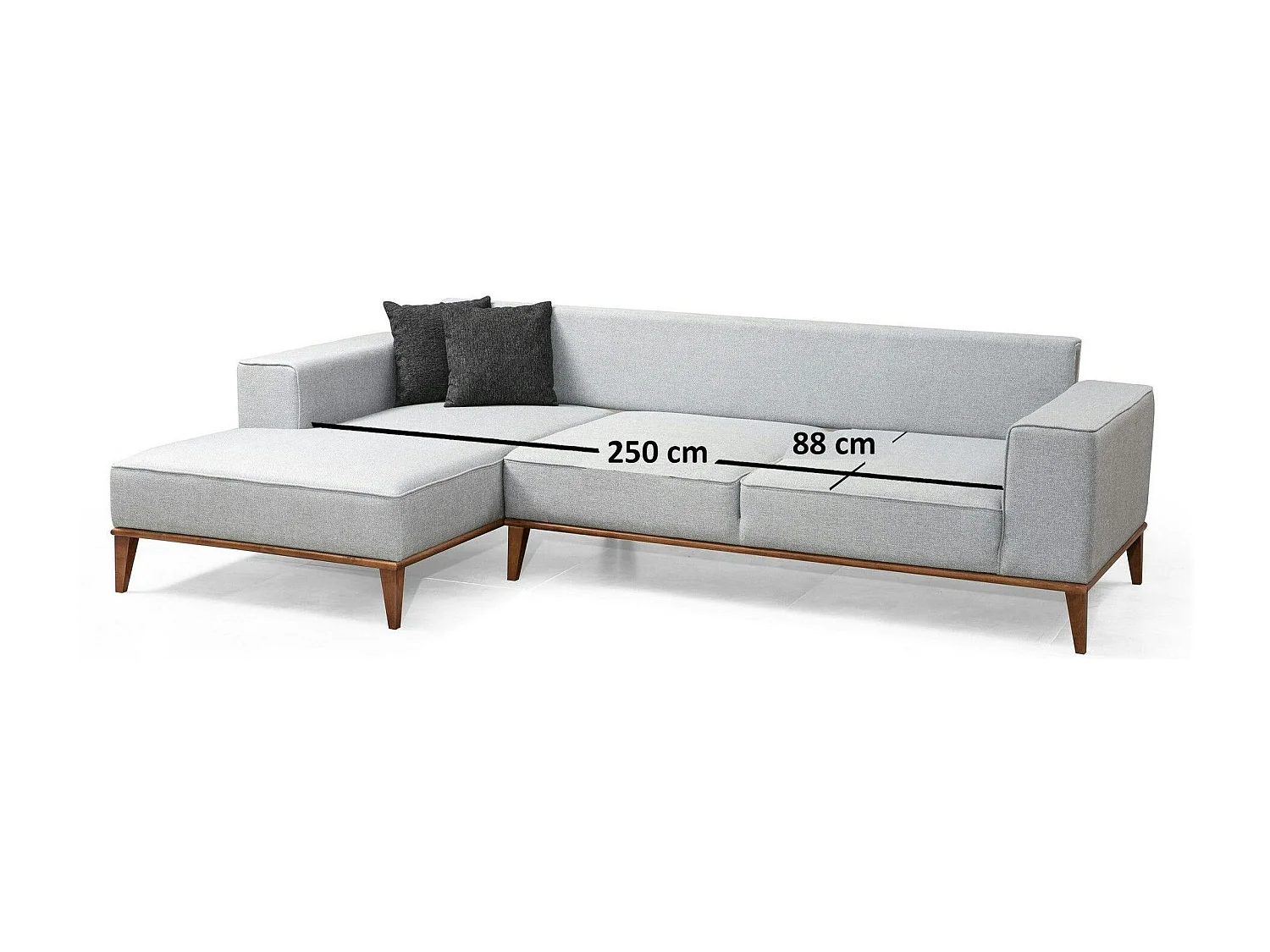 Canapé d'angle gris - lit d'appoint, côté gauche LUCCA