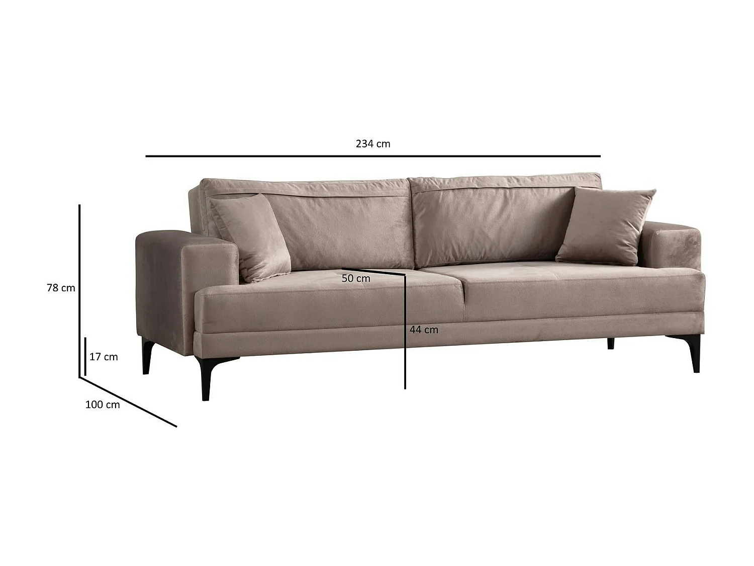 Canapé 3 places beige avec couchage d’appoint JACA