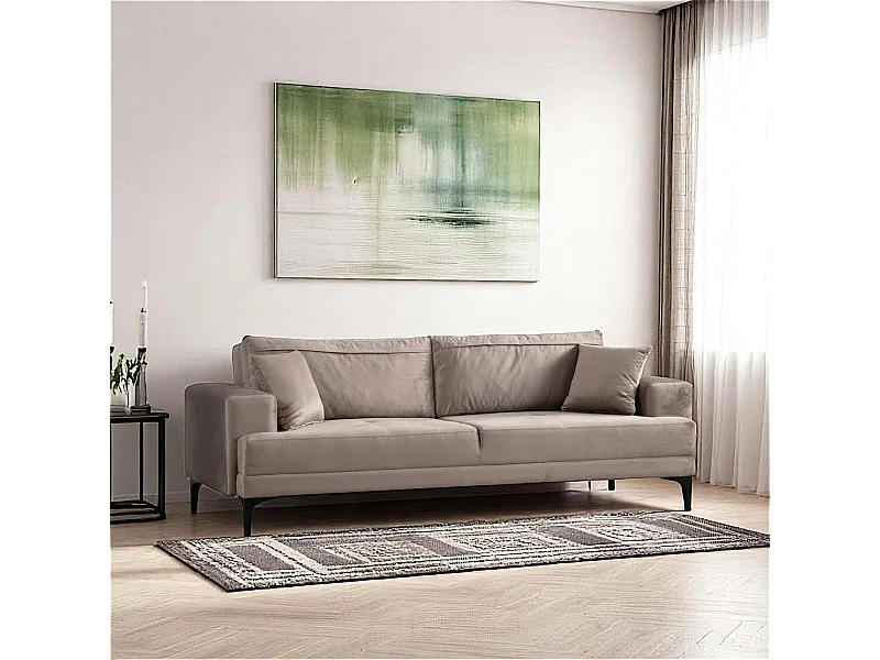 Canapé 3 places beige avec couchage d’appoint JACA