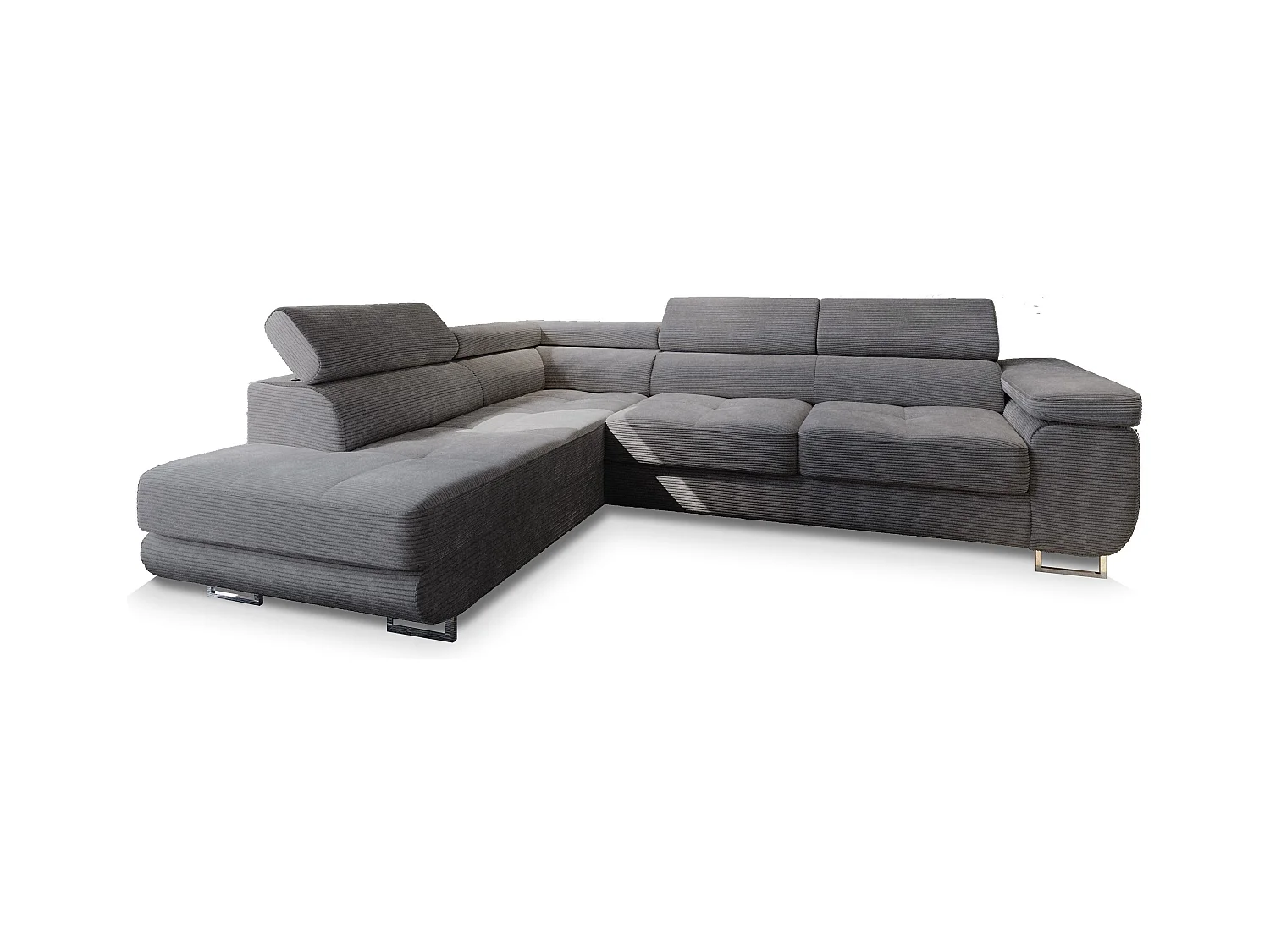 Canapé d'angle APIRO Gris anthracite en velours côtelé avec fonction de couchage