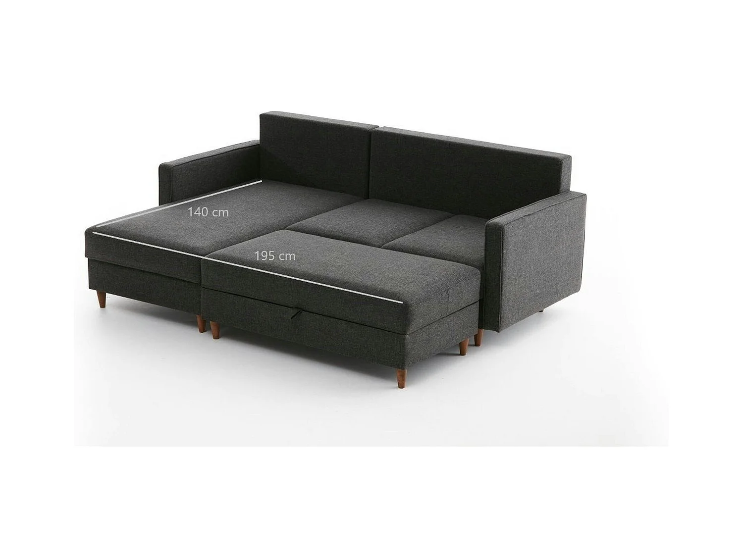 Canapé d'angle convertible anthracite - côté gauche COMO