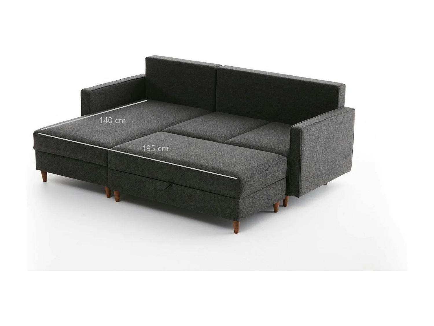 Canapé d'angle convertible anthracite - côté gauche COMO