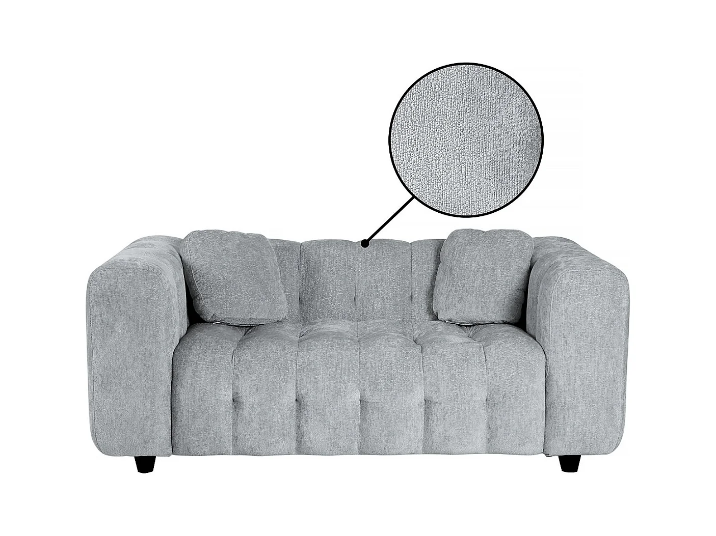 Rechte bank "Vendome" van 2 zitplaatsen van Chenille-stof Grijs Comfortabel en Elegant