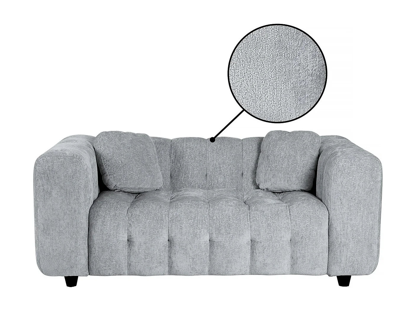 Canapé droit en tissu chenille "Vendome" - 2 places - Gris