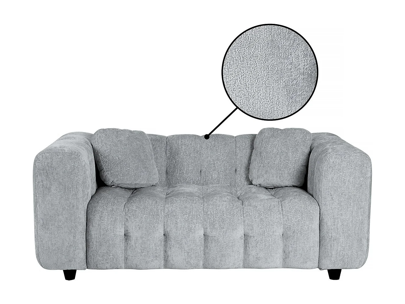 Divano dritto in tessuto ciniglia "Vendome" - 2 posti - Grigio