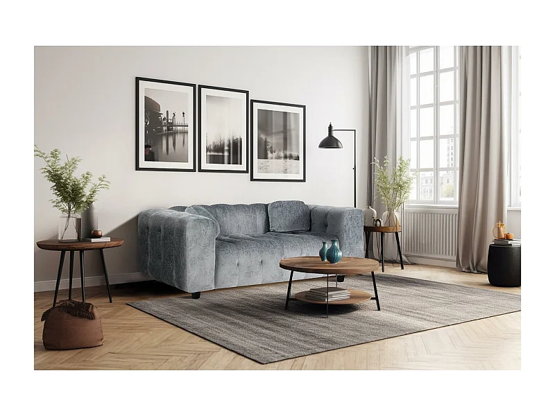 Canapé droit en tissu chenille "Vendome" - 2 places - Gris