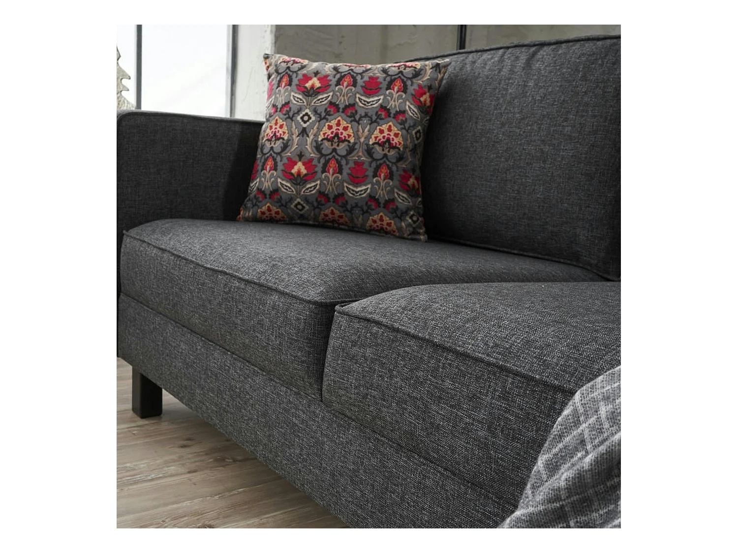 Canapé 2 places anthracite - pieds droits CORTONA