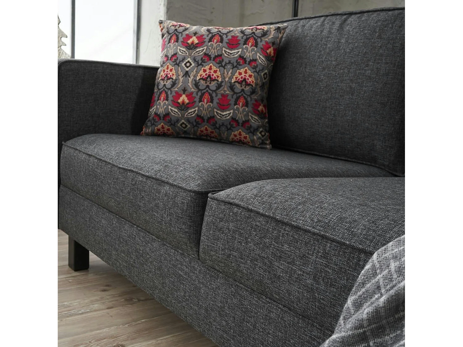 Canapé 2 places anthracite - pieds droits CORTONA