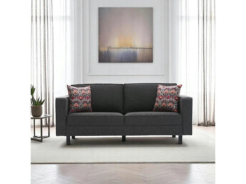 Canapé 2 places anthracite - pieds droits CORTONA