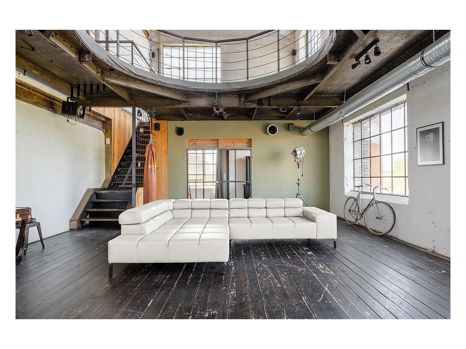 Hoekbank - Lichtgrijs Leer - NELSON