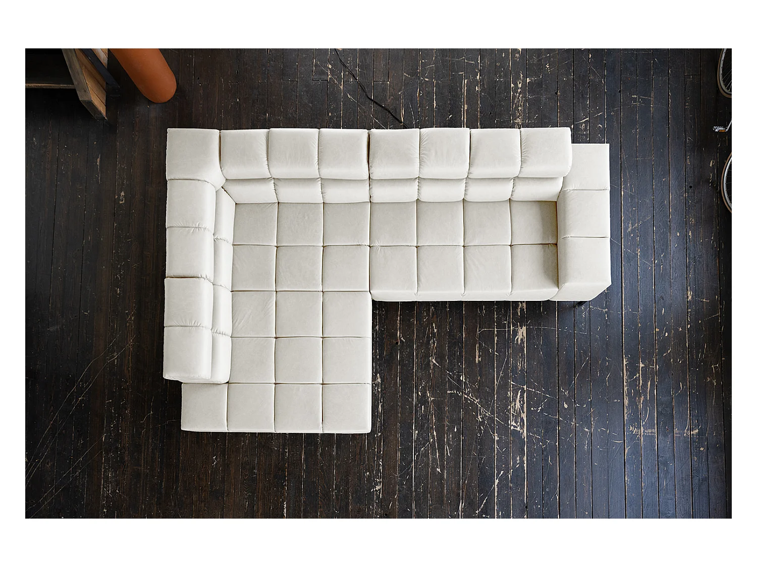 Hoekbank - Lichtgrijs Leer - NELSON