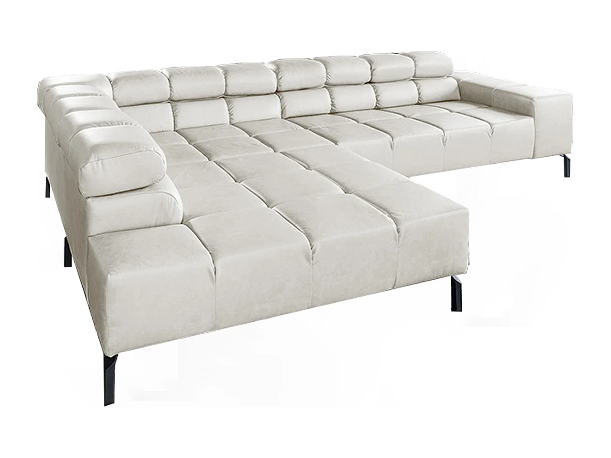 Ecksofa - Hellgrau Leder - NELSON