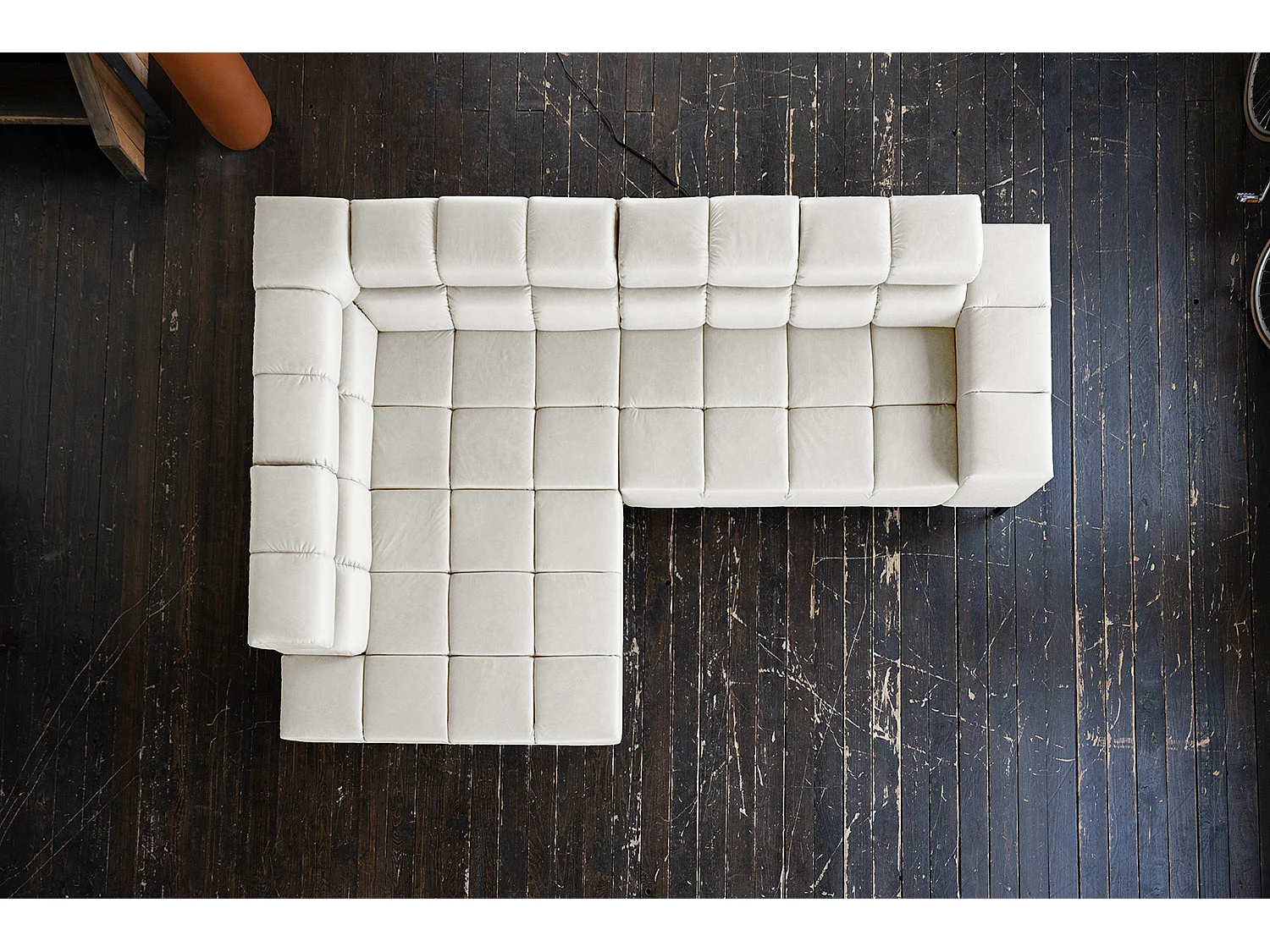Ecksofa - Hellgrau Leder - NELSON