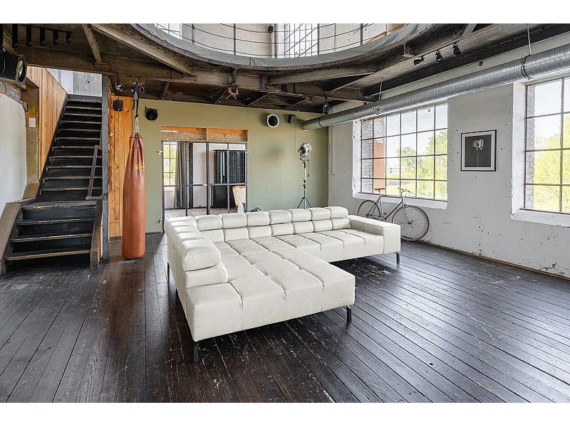 Ecksofa - Hellgrau Leder - NELSON