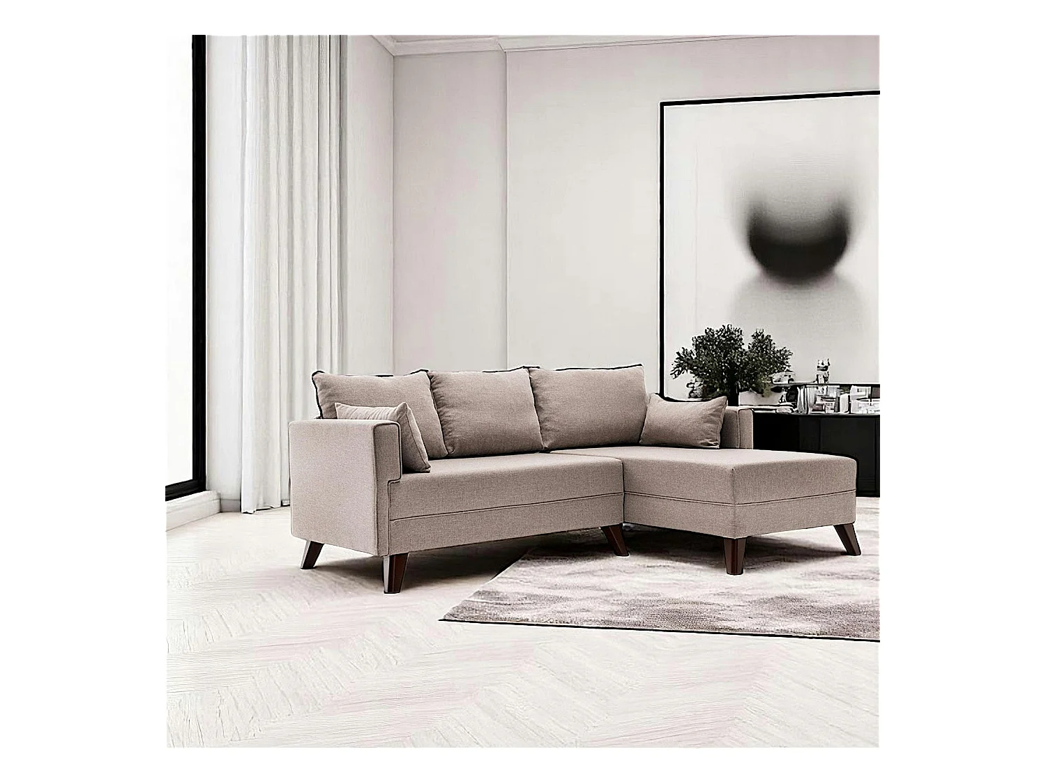 Canapé d’angle convertible cappuccino - côté droit SPLIT