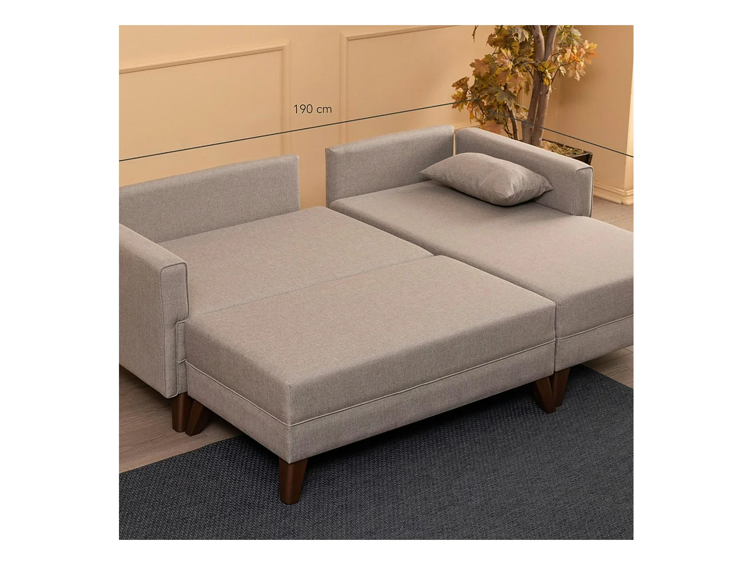 Canapé d’angle convertible cappuccino - côté droit SPLIT