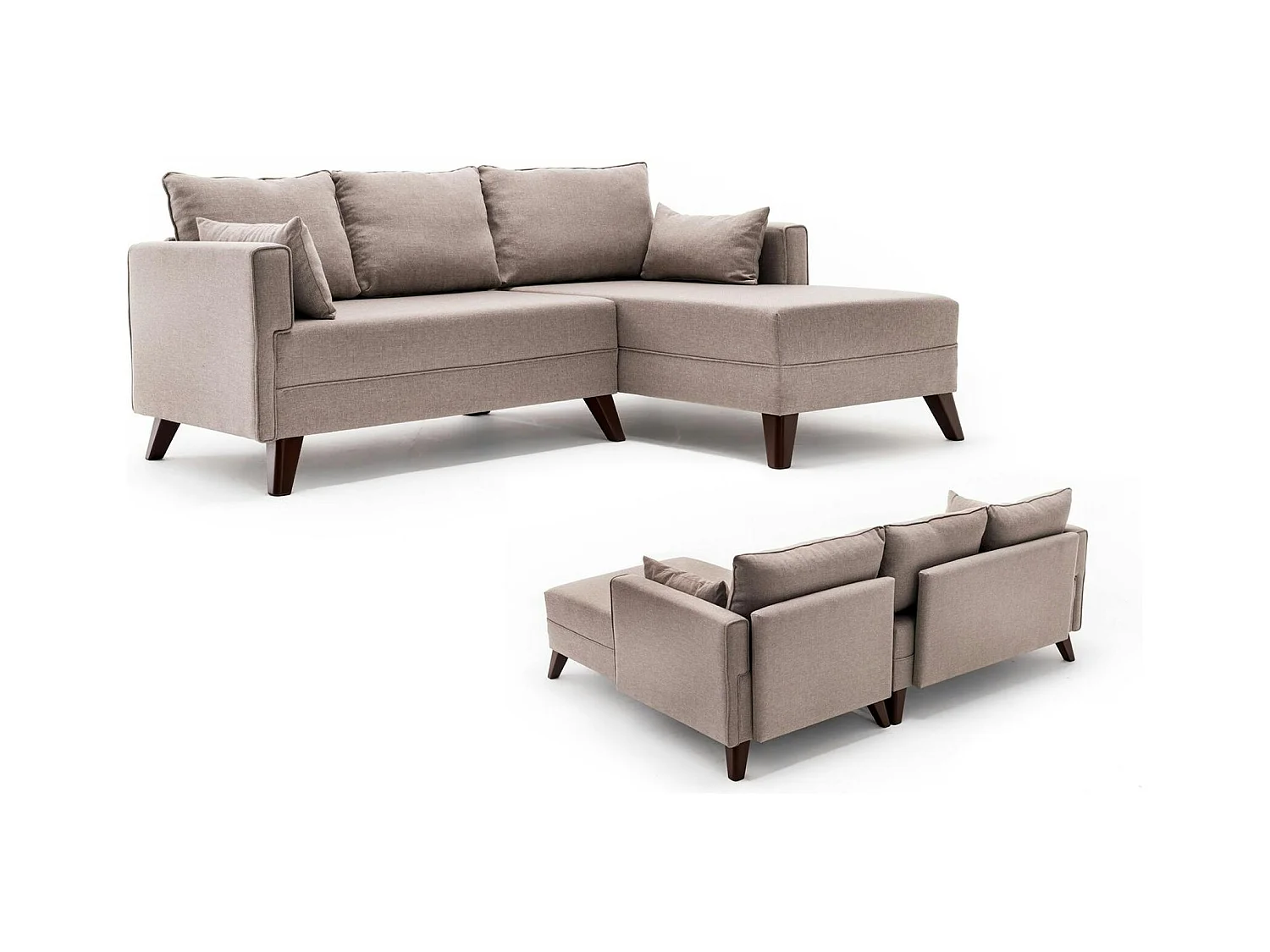 Canapé d’angle convertible cappuccino - côté droit SPLIT