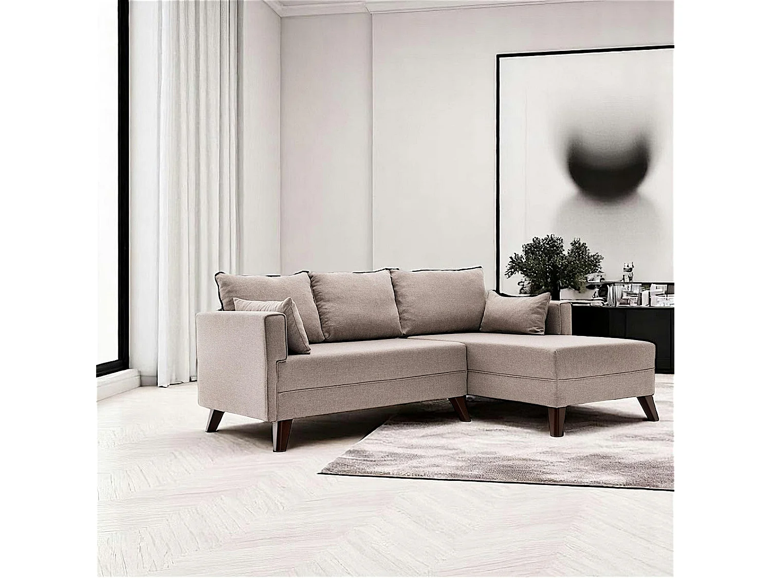 Canapé d’angle convertible cappuccino - côté droit SPLIT