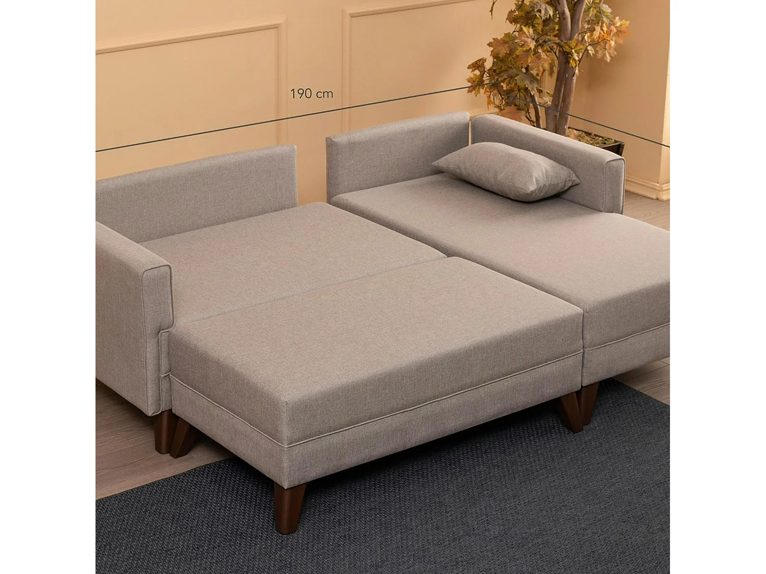 Canapé d’angle convertible cappuccino - côté droit SPLIT